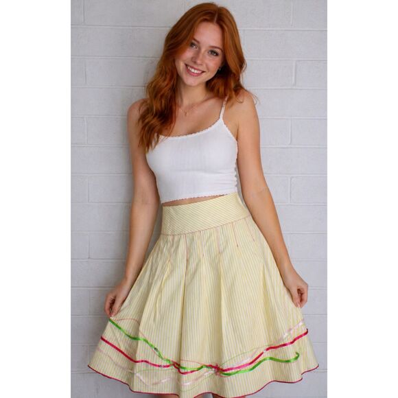 Live 4 Truth Dresses & Skirts - Ruth Size 4 Pinstriped Full Skirt Ribbon Stitching Jewel Embellished Lined